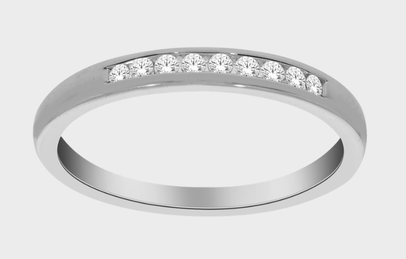 White gold diamond channel set band.<br />
