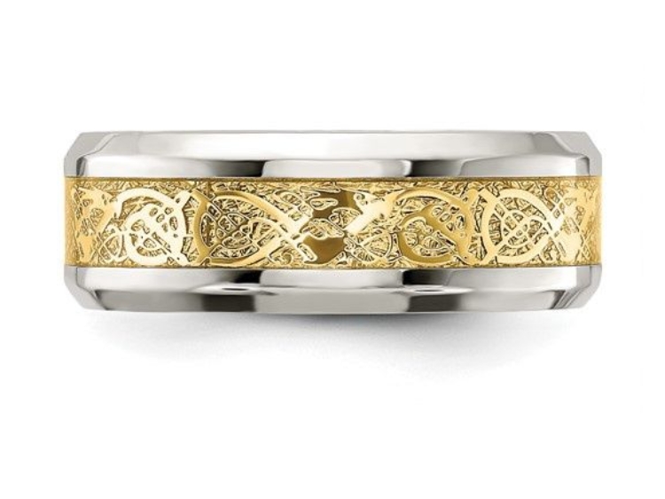 Gold inlay silver Celtic ring.