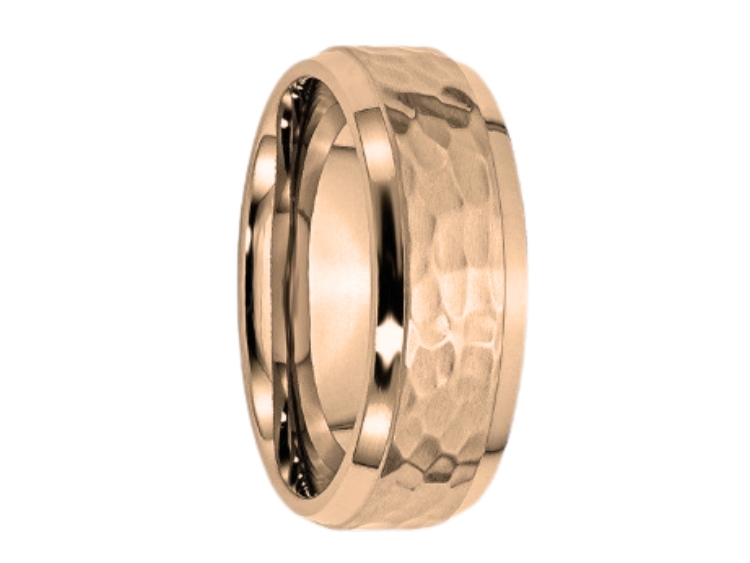Hammered rose gold wedding band.