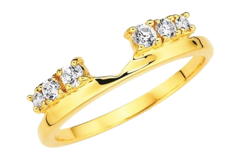 Yellow gold open diamond bypass ring.