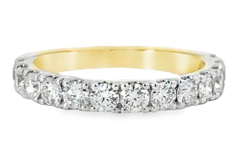 Yellow gold diamond wedding band.