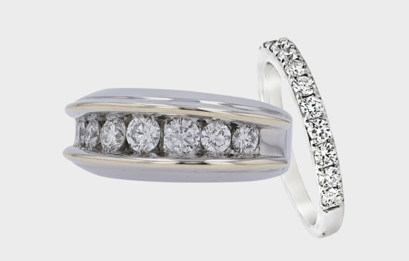 Two eternity diamond wedding bands.