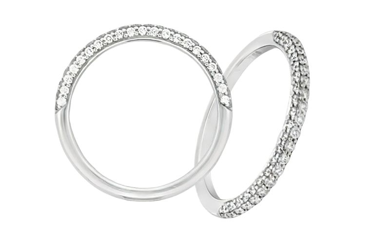 White gold diamond stacking band ring