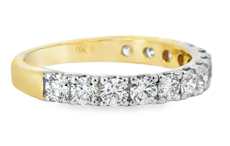 Two-tone gold diamond eternity band.
