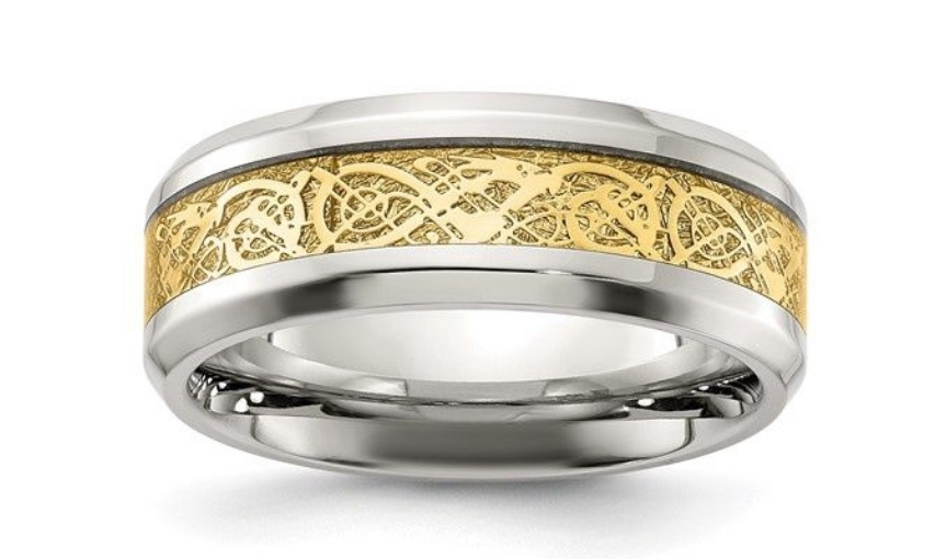 Close-up two-tone Celtic band.