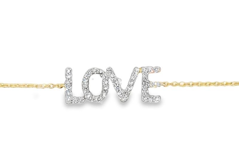 Diamond LOVE letter bracelet yellow gold