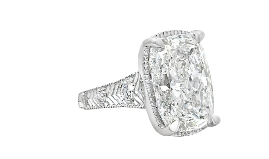 Cushion cut diamond engagement ring white gold band