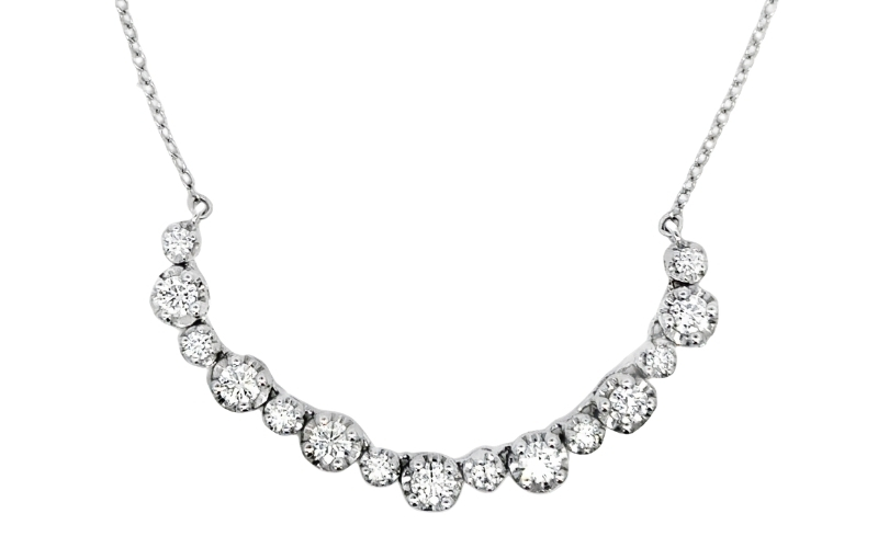 White Gold Graduated Diamond Curve Necklace