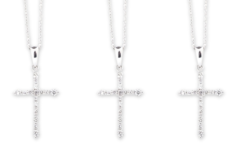 White Gold Diamond Cross Pendant Necklace