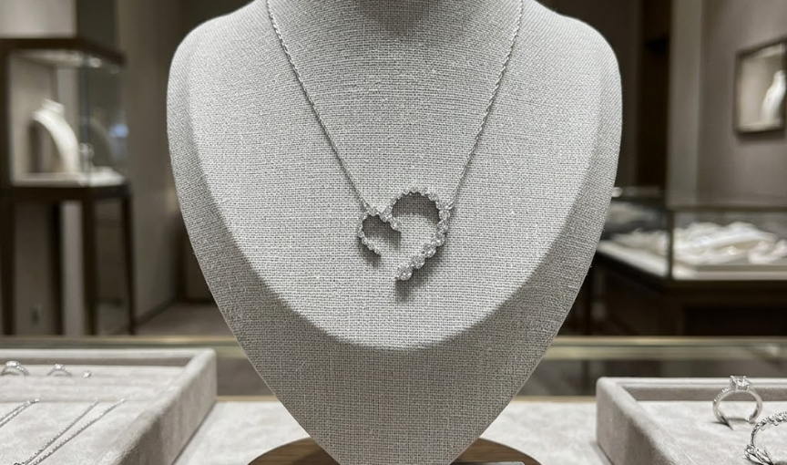 White Gold Heart Diamond Pendant Necklace