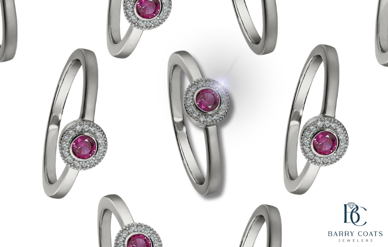 Ruby Halo Wedding Ring in Silver