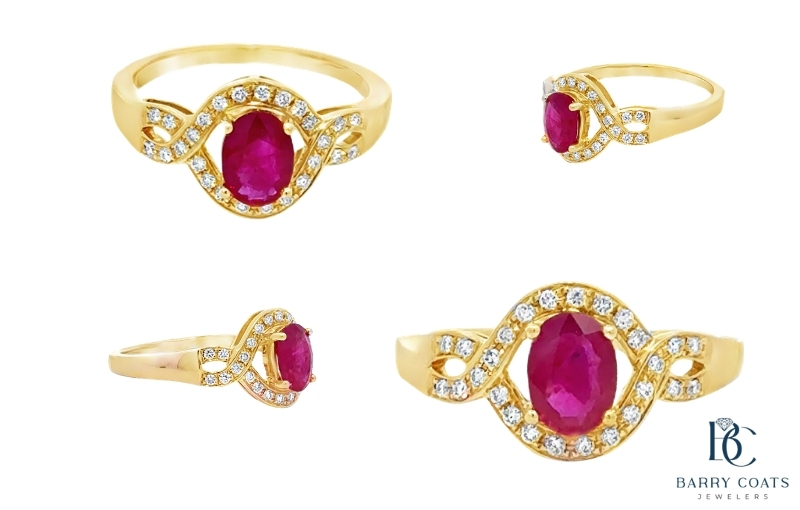Oval Ruby and Diamond Wedding Ring