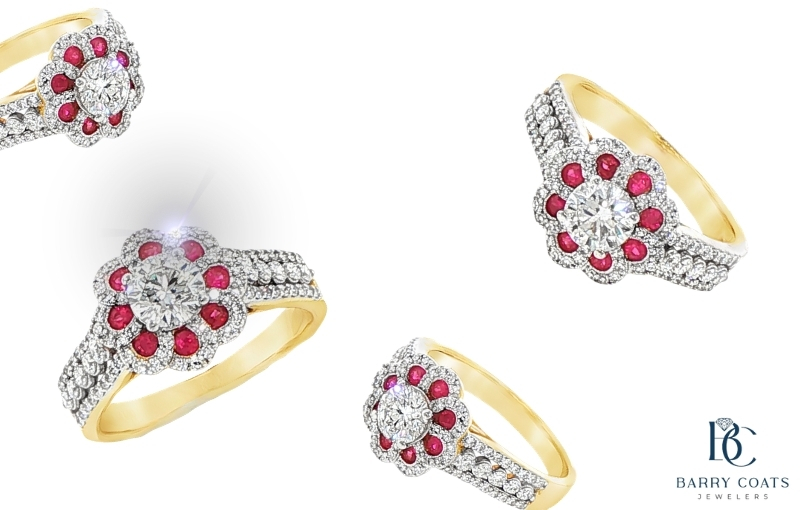 Floral Ruby Diamond Wedding Ring Design