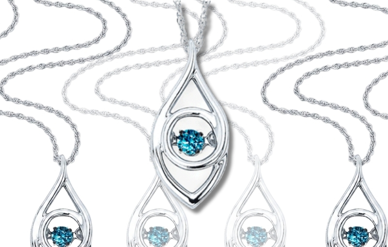 Blue Diamond Open Teardrop Necklace