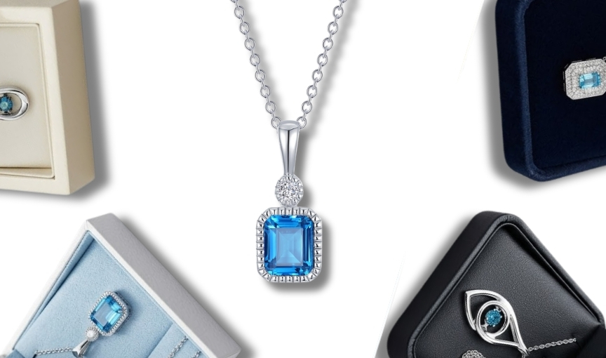 Blue Diamond Statement Pendant Necklace