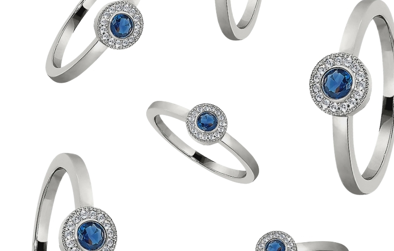 Sapphire Halo Diamond Accent Ring