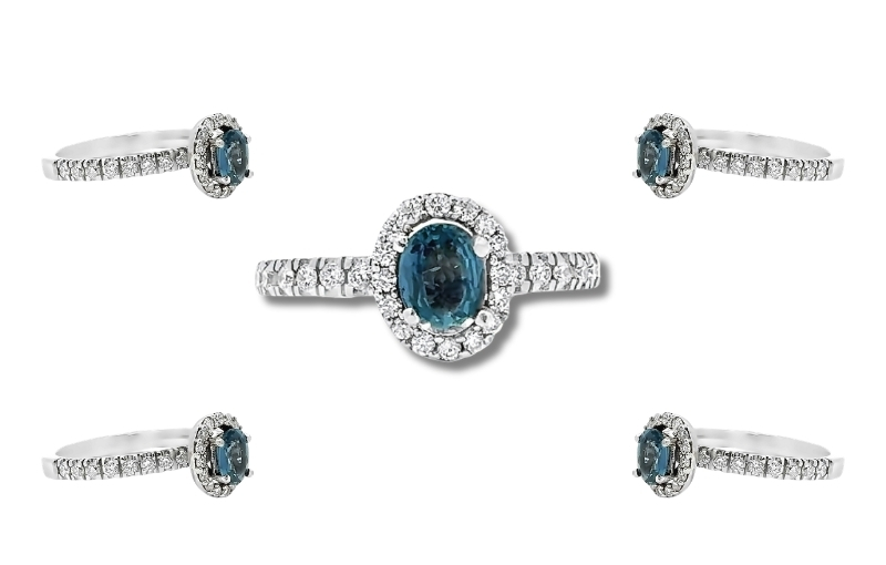 Sapphire And Diamond Halo Ring