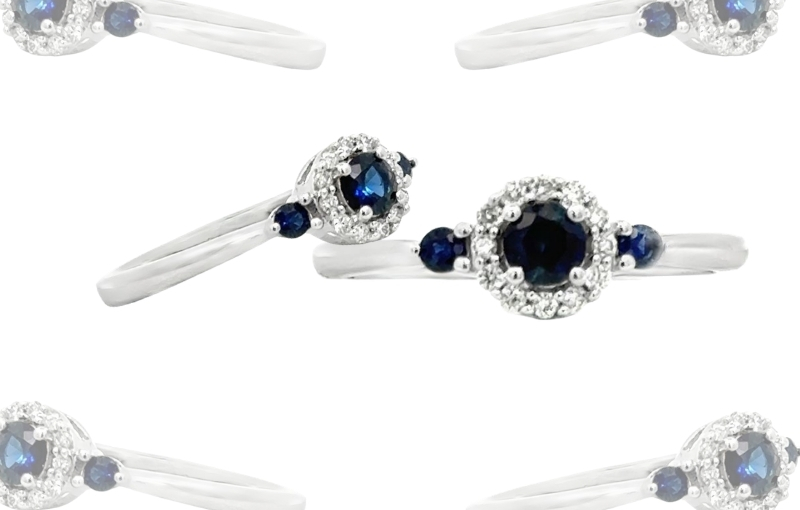 Sapphire Diamond Three Stone Ring