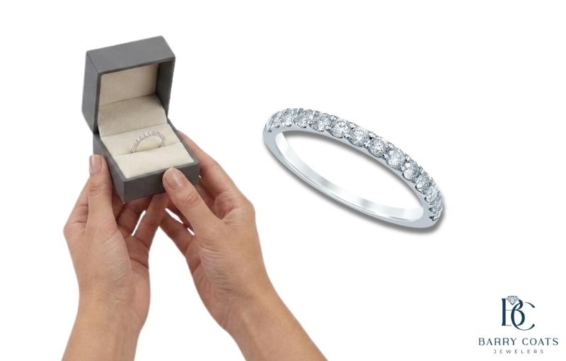 Diamond pavé ring in elegant gift box display