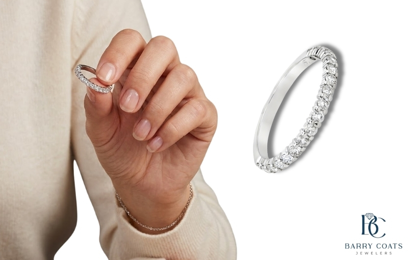 White gold diamond pavé eternity ring close-up