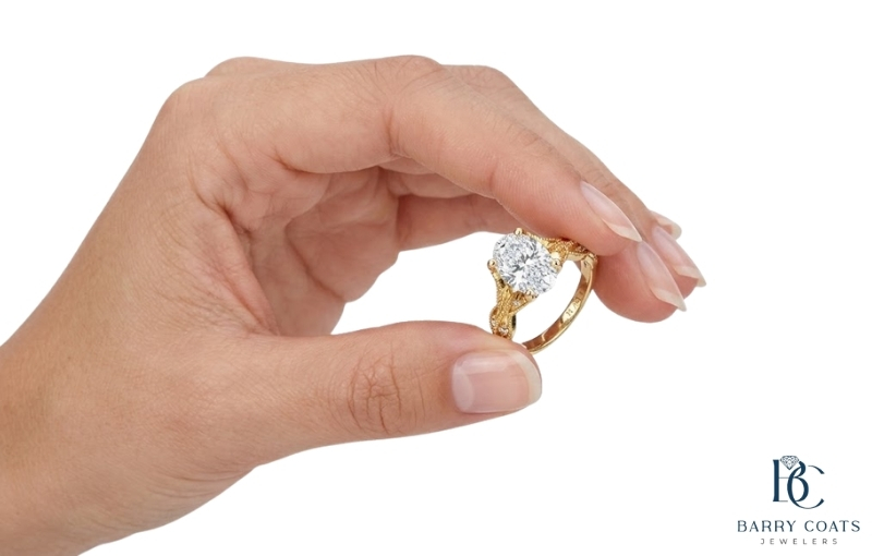 Diamond pavé wedding band on bride's hand