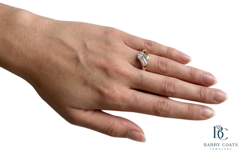 Diamond pavé wedding band on bride's hand