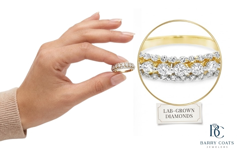 White gold diamond pavé eternity ring close-up